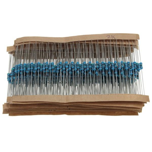 500pcs 1/4w 1% Metal Film Resistor 25 Values Assortment